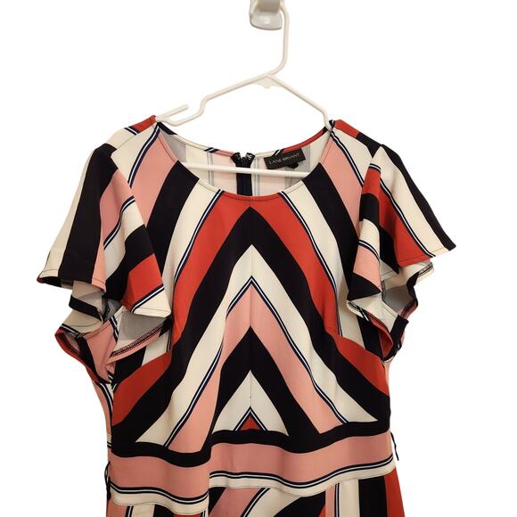 Lane Bryant Flutter Sleeve Asymmetrical Striped Midi Dress Multicolor Size 16 - Picture 3 of 10